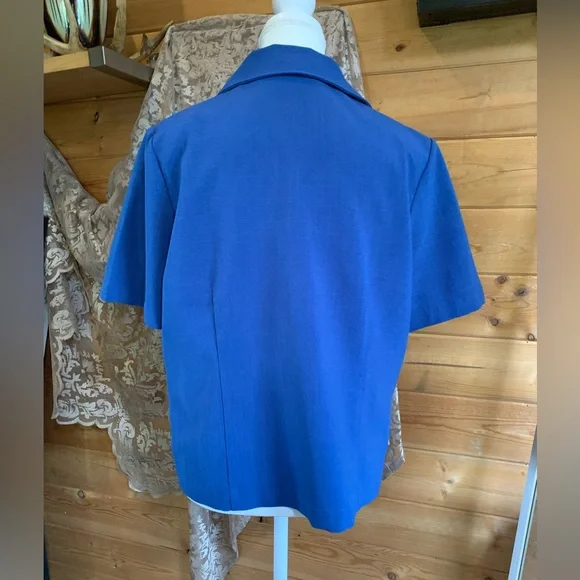 Vintage Blue Floral Embroidered Short Sleeve Button Up Shirt Size 10 43123450 - Picture 6 of 12